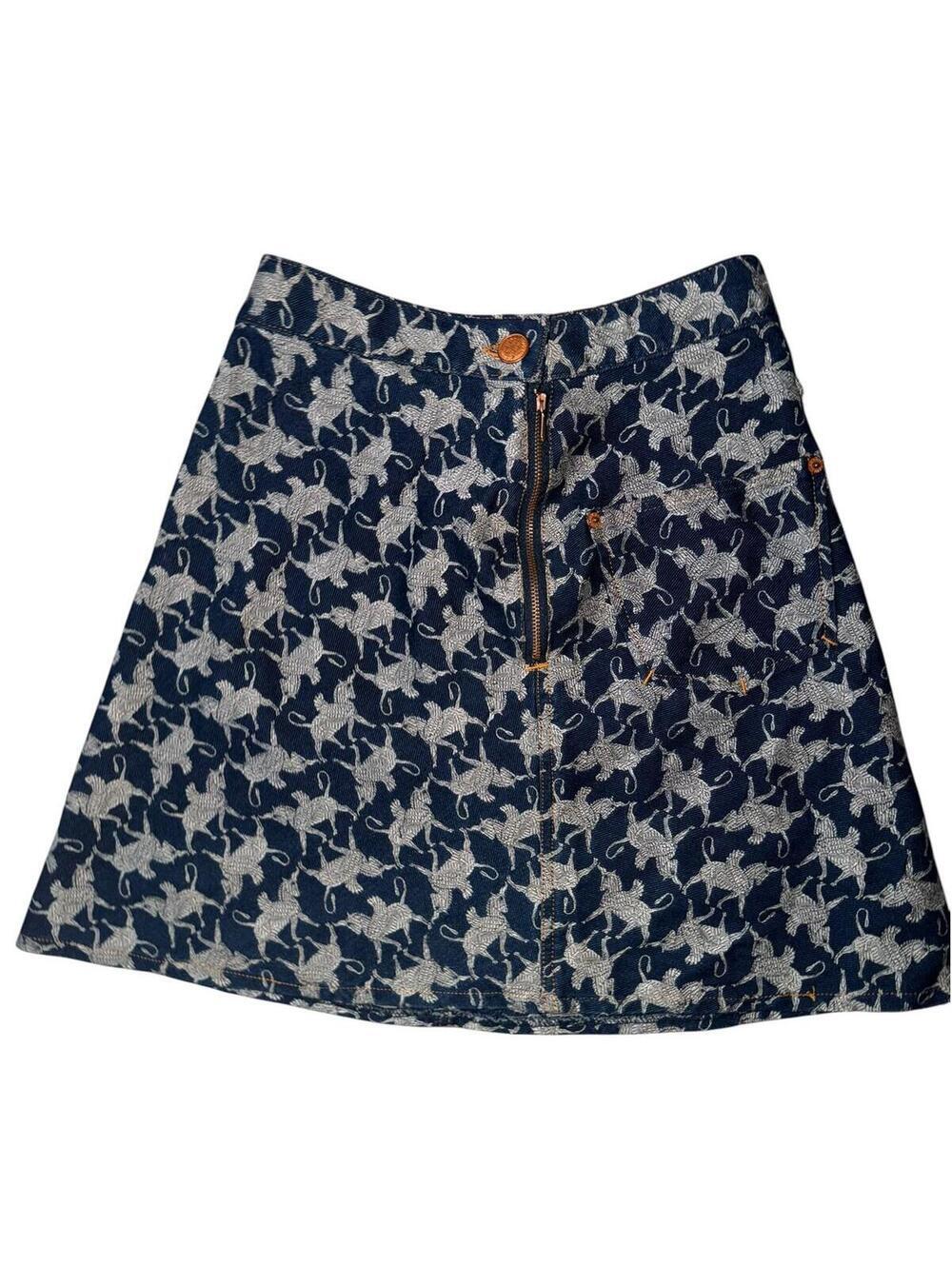 retro Vtg  Jean Paul Gaultier 94  Unicorn Pattern skirt sz 38 Festival Boho